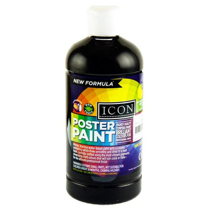500ml Black Poster Paint by Icon Art