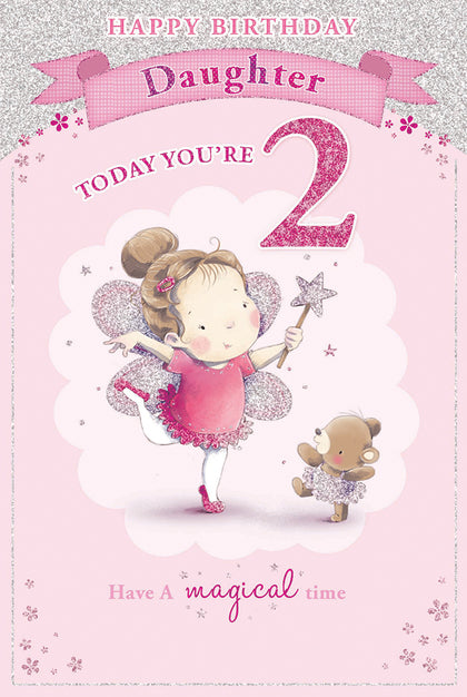 Little Girl & Bear Ballerina's Daughter 2nd Candy Club Birthday Card