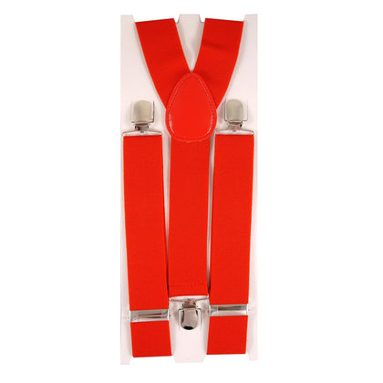 X Shape Trouser Braces Red with Strong Metal Clips