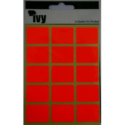 Pack of 60 Red Fluorescent 19x25mm Rectangular Labels