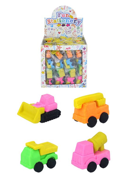 Box of 112 Construction Vehicles Erasers