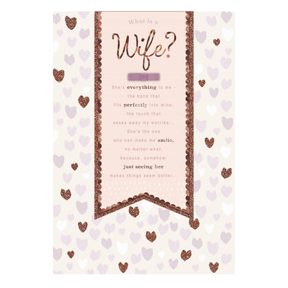 Glitter Finished Heart Design Wife Anniverssary Card