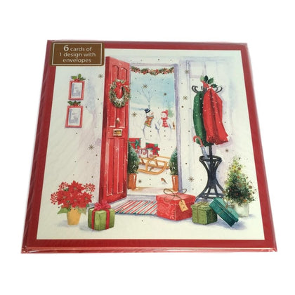Pack of 6 'Christmas Hallway Scene' Design Christmas Cards