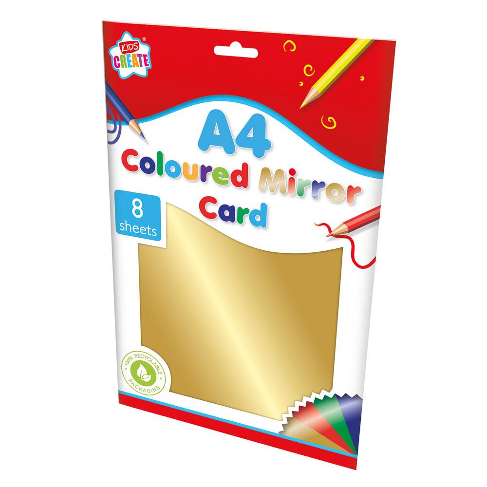 Pack of 8 Sheets A4 Coloured Mirror Card