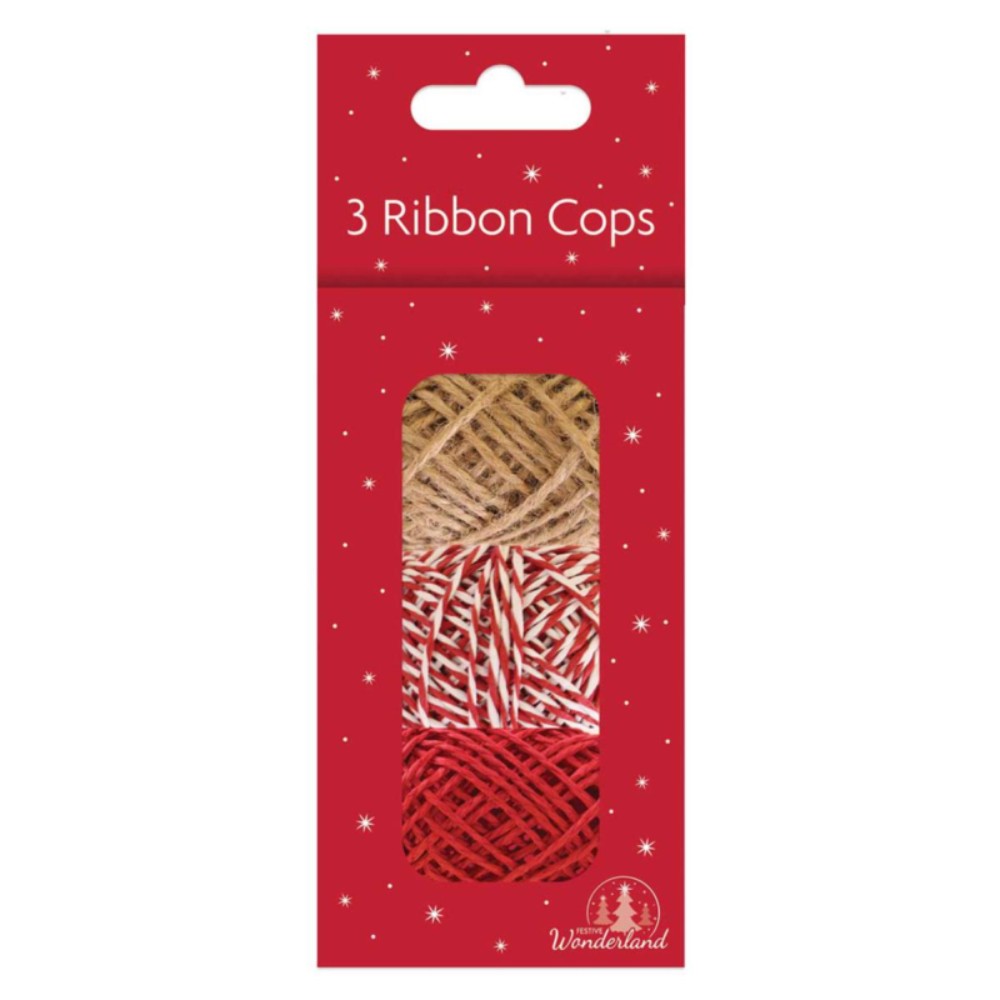 Pack of 3 Natural Ribbon and Twine Cops 25m– Choice Wholesale