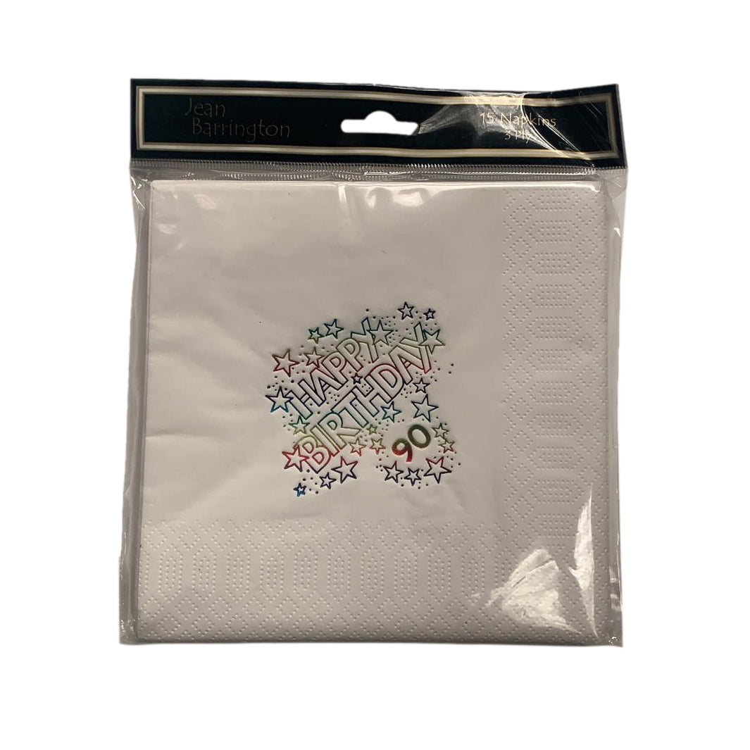Pack of 15 Happy 90th Birthday 3Ply Napkins