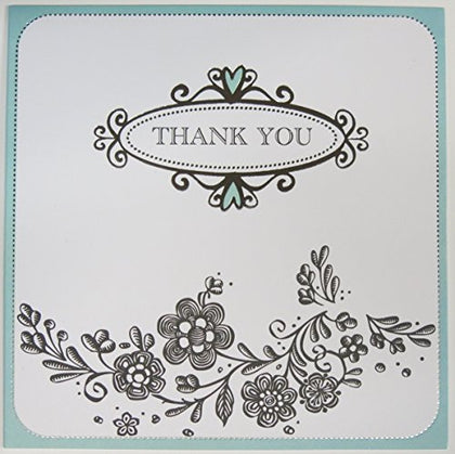 Thank you for the wedding gift cards silver foil turquoise aqua heart design  pack of 6 cards