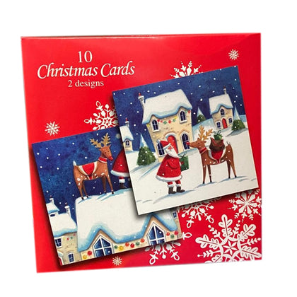 Multipack of 10 Christmas Cards with 2 Design Cards