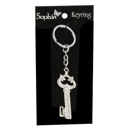 Female Keyring Gift For Her - Key with Clear Crystals
