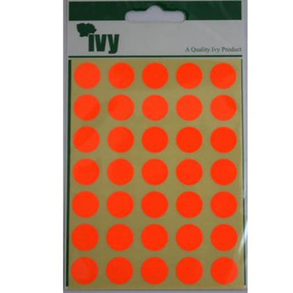 Pack of 140 Red Fluorescent 13mm Round Sticky Dots