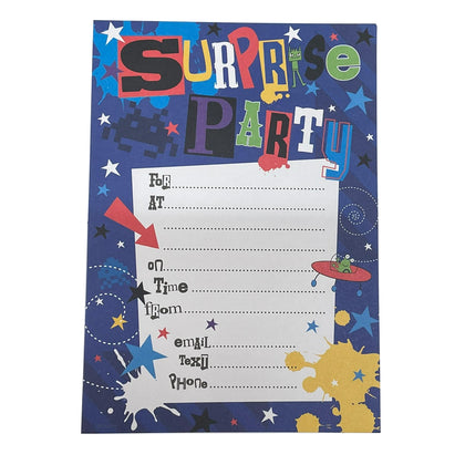 Pack of 20 Surprise Party Invitations Sheets With Envelopes