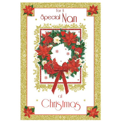 For a Special Nan Floral Wreath Design Christmas Card