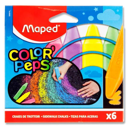 Box of 6 Color'peps Squared Giant Jumbo Sidewalk Chalks by Maped