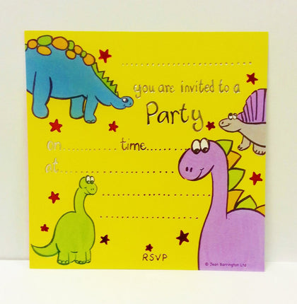 Pack of 10 Birthday Party Invitation Dinosaur Design Card Sheets