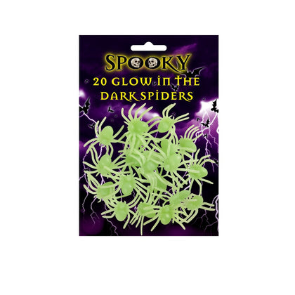 Pack of 20 Glow In Dark Spiders 5cm