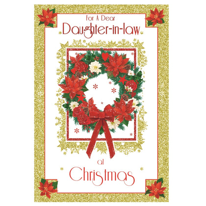 For a Dear Daughter In Law Floral Wreath Design Christmas Card