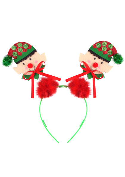 Christmas Elf Head Bopper Headband with Red Fur
