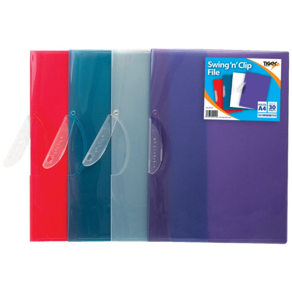 Box of 30 Swing & Clip Files A4 Assorted Colours