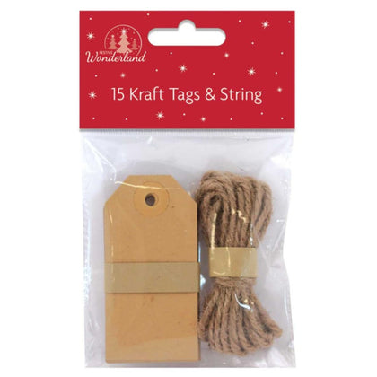15 Kraft Tags and String