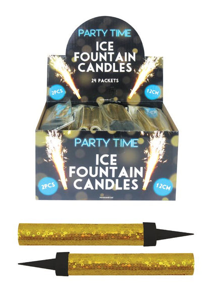 Pack of 2 12cm Gold Ice Fountain Candle