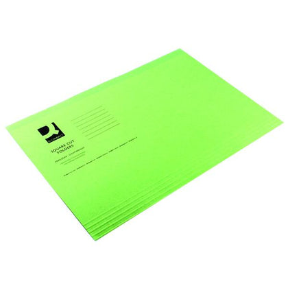 Pack of 100 180gsm Lightweight Square Cut Green Foolscap Folders