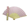 Light Pink Fabric Foldable Hand Held Bamboo Wooden Fan