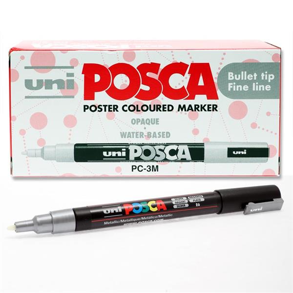 Silver Uni Posca Pc-3M Fine Bullet Tip Permanent Marker Pen