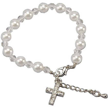 On Your Confirmation Child's Pearl and Cross Bracelet