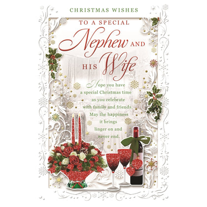 To a Special Nephew and His Wife Best Wishes Classic Design Christmas Card