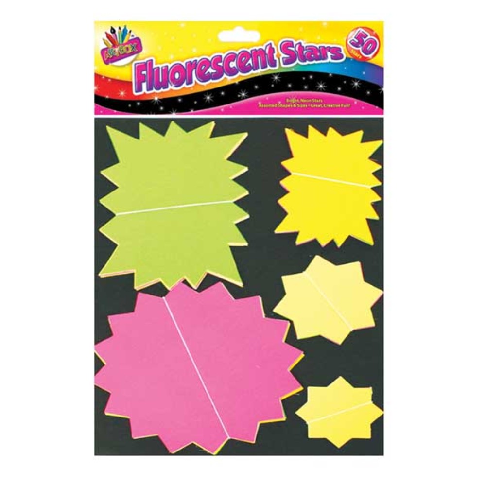 50 Assorted Coloured Fluorescent Stars