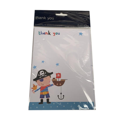 Pack of 20 Pirate Design Thank You Sheets and Envelopes by Simon Elvin