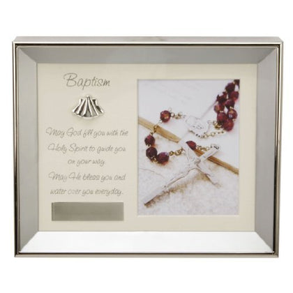 Personalised Baptism Brushed Silverplated Frame with Verse & Plaque to Engrave (No Personalisation)