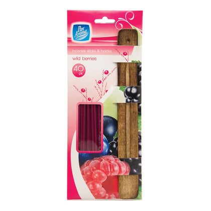 Pack of 40 Pan Aroma Wild Berries Incense Sticks & Holder