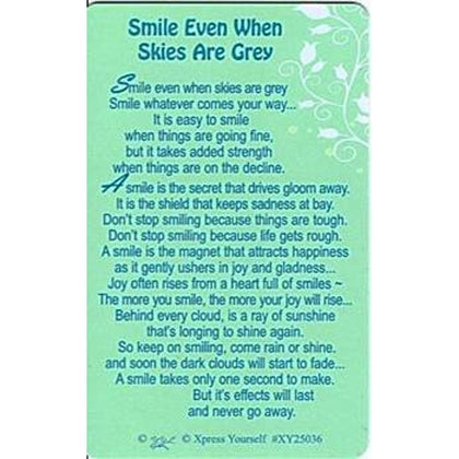 Thinking Of You Keepsake Card Smile Even When Skies Are Grey