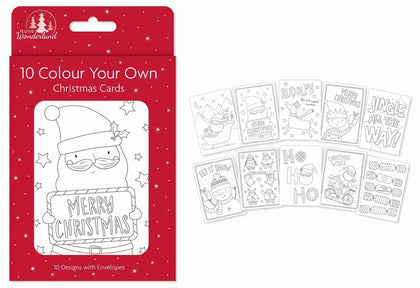 Pack of 10 Colour Your Own Christmas Cards