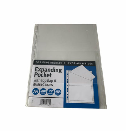 A4 Expanding Punched Pocket with Top Flap and Gusset Sides