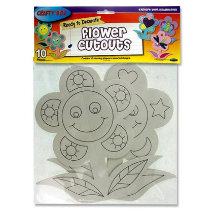 Pack of 10 Ready To Decorate Flower Cutouts by Crafty Bitz