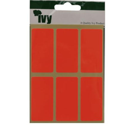 Pack of 24 Red Fluorescent 25x50mm Rectangular Labels