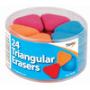 Pack of 24 Multicoloured Triangular Erasers