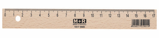17cm Natural Beechwood Ruler With metal Insert