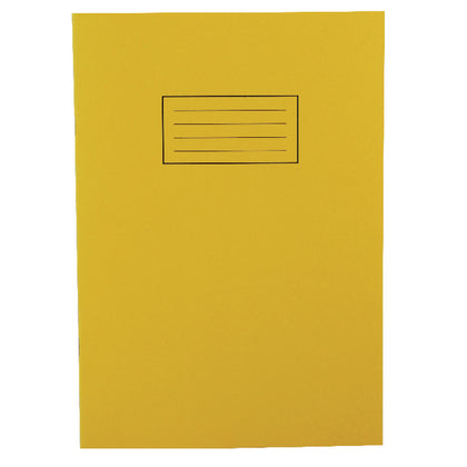 Pack of 100 A4 Yellow Exercise Books 80 Pages - Feint Ruled with Margin