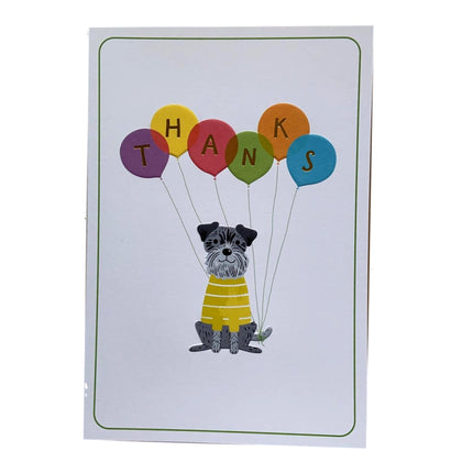 Cute Dog With Colourful Balloons Design Thank You Card