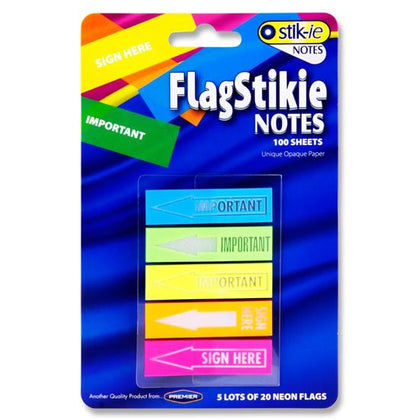 Pack of 100 Flag Important/Sign Here Page Markers Sticky Notes Sheets by Stik-ie