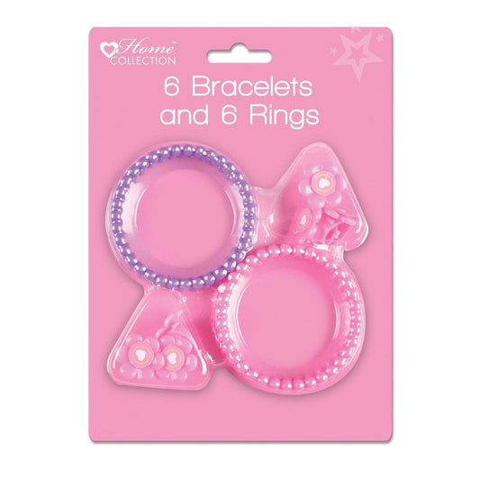 Pack of 6 Bracelet and 6 Rings - Princess