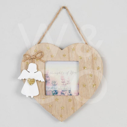 Thoughts of You Hanging Heart Frame with Angel