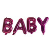 Pink BABY Text Foil Balloons With Ribbon and Straw for Inflating