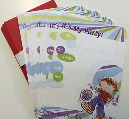 Pack of 20 Children's Cute It's My Party! Notes & Envelopes Football Design