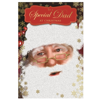 To a Special Dad Glitter Finished Santa Design Christmas Card