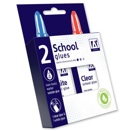 Pack of 2 Clear And White Glue Set
