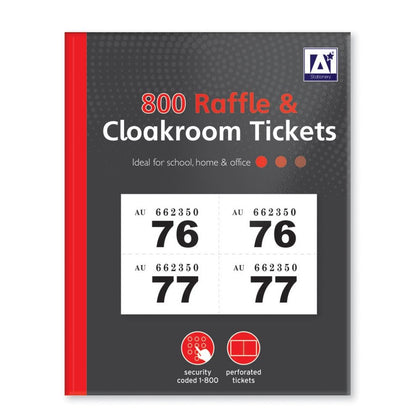 1 to 800 Raffle and Clockroom Tickets